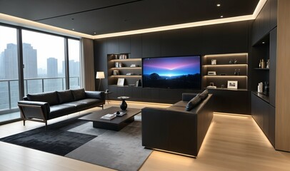 Minimalist black and white high-end business apartment