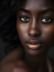 Fototapeta premium Closeup black skin African American woman portrait
