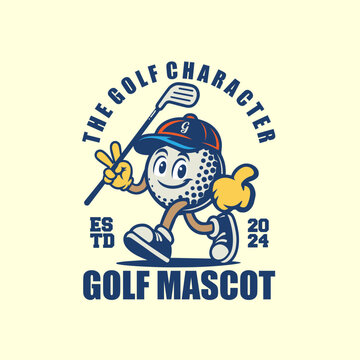 Golf mascot vintage style logo vector graphic illustration