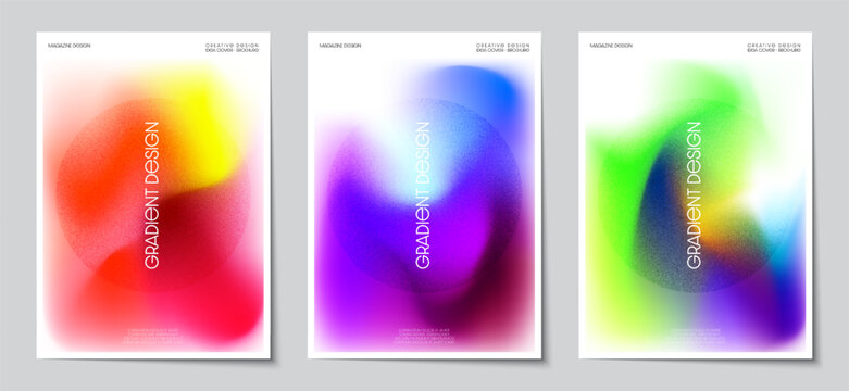 Gradient blurred backgrounds set with modern abstract colorful patterns graphic. Design template collection for cover and poster. Vector illustration