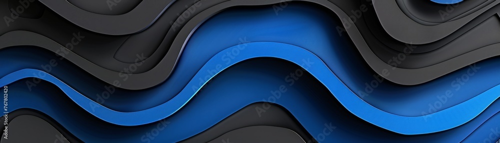 Poster Sleek lines and dynamic abstract patterns on a bold black and blue background create captivating contrasts.