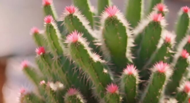 3d view of beautiful and flowering cactus plant