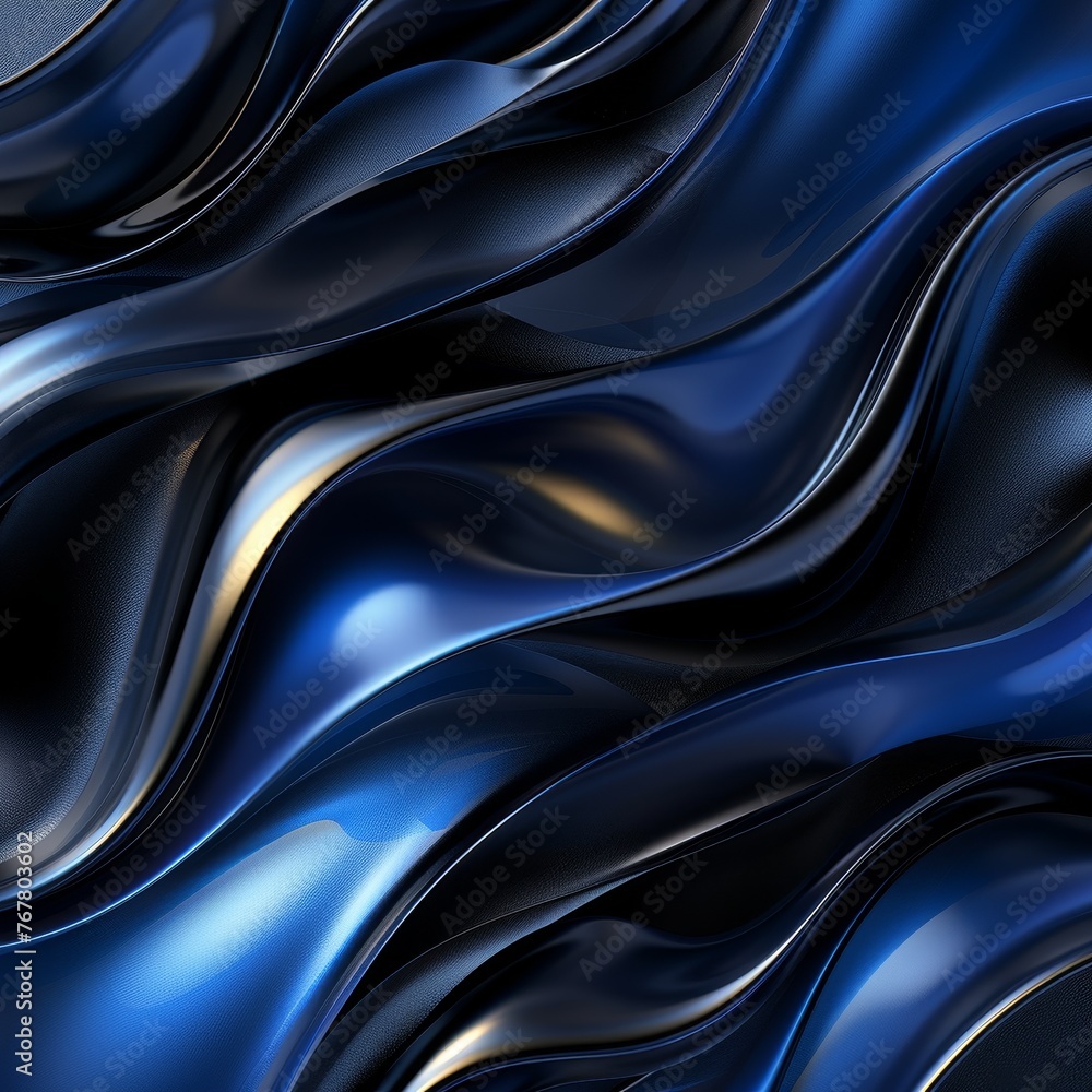 Poster bold, abstract background in black and blue with a smooth color gradient, featuring sleek lines and 