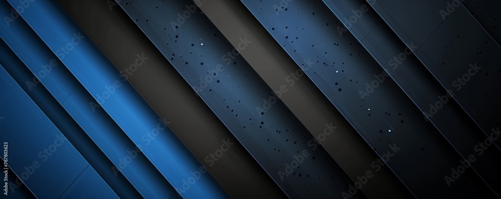 Poster an upscale design with a bold abstract backdrop in black and blue, showcasing sleek lines and a luxu
