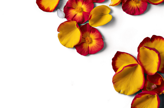 Scattered flower petals on a transparent background