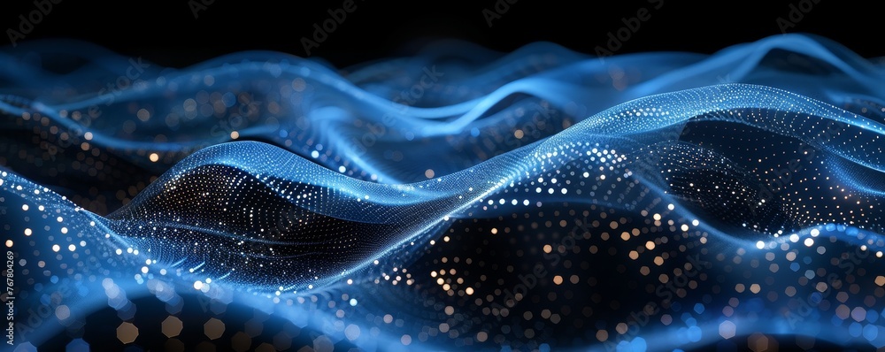 Poster create a stylish, modern look with a bold, premium black and blue design featuring dynamic abstract 