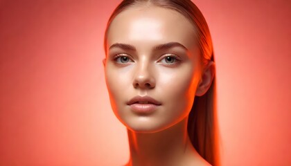 Portrait of young beautiful woman with perfect smooth skin. Concept of natural beauty, cosmetology, cosmetics, skin care and plastic surgery, modeling and cosmetic uses