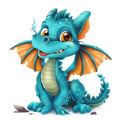 Cute Funny Cartoon Dragon, Illustration for Children Book, Generative AI