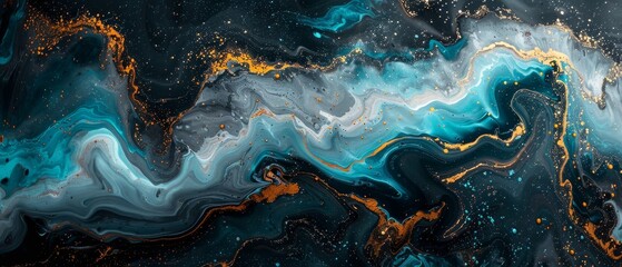 Luxurious glossy finish enhances the contemporary stylish vibe of black and blue abstract art with dynamic shapes.