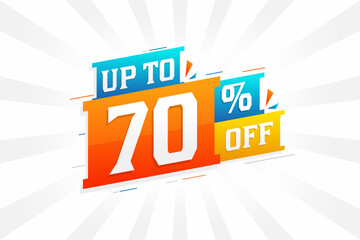 Sale of advertising campaign up to 70 Percent off promotional design.