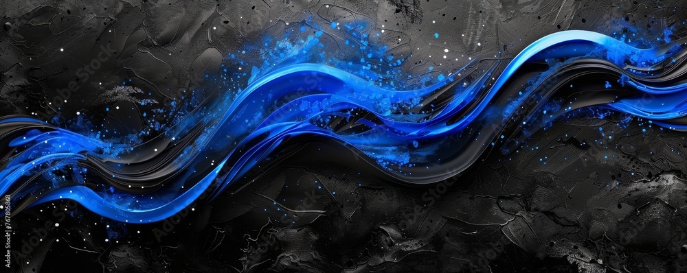 Aufkleber stylish patterns on a dynamic black and blue abstract background exude sophistication with a glossy,