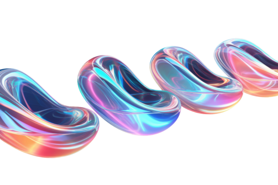 Gleaming Array of Lustrous Bowls. On a White or Clear Surface PNG Transparent Background.