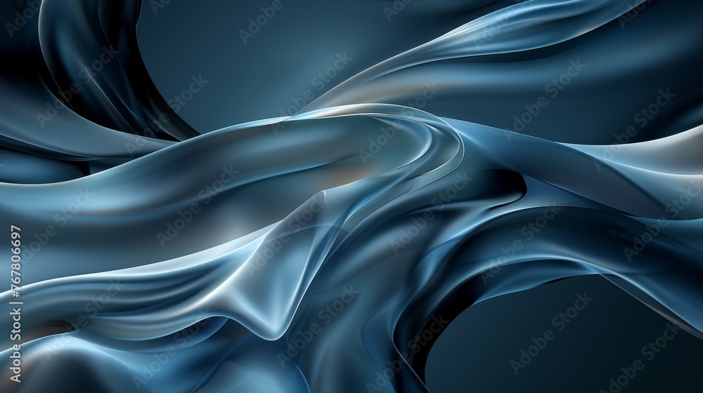 Poster elegant black and blue digital art features dynamic abstract patterns with a glossy metal effect for