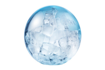 Frozen Elegance: A Ball of Ice on White. On a White or Clear Surface PNG Transparent Background.
