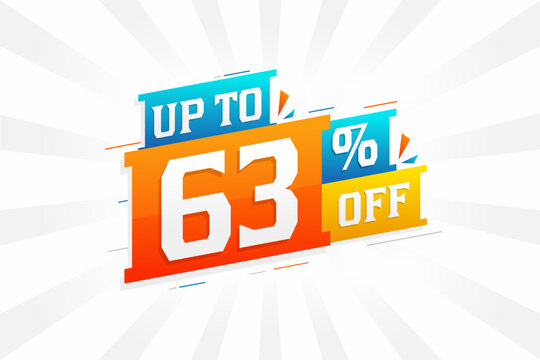 Sale of advertising campaign up to 63 Percent off promotional design.