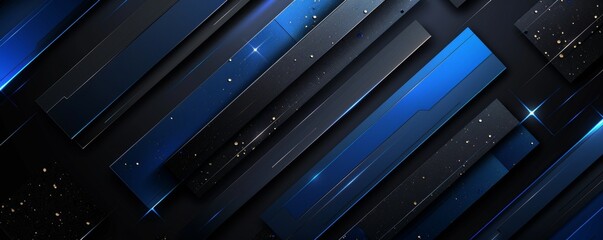 Futuristic black and blue background with a premium metal effect, dynamic shadows, and abstract geometric patterns for a sleek, modern look. - obrazy, fototapety, plakaty