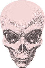 Halftone alien head vector illustration