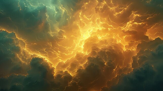 Electrically charged clouds, digital storm brewing, rain imminent 3DCG,high resulution