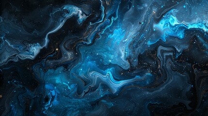 Innovative design features black and blue abstract art, minimalist pattern, vibrant textures, stylish look.