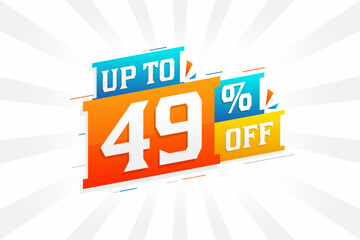 Sale of advertising campaign up to 49 Percent off promotional design.