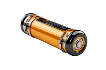 Illuminated Energy: A Close-Up of a Battery Sparkling on a White Canvas. On a White or Clear Surface PNG Transparent Background.