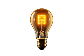 Illuminated Dreams: A Yellow Glow in the Light Bulb. On a White or Clear Surface PNG Transparent Background.