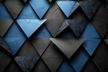 Luxurious abstract design blending black, blue, geometric lines, triangles, epitomizes modern premium aesthetics.