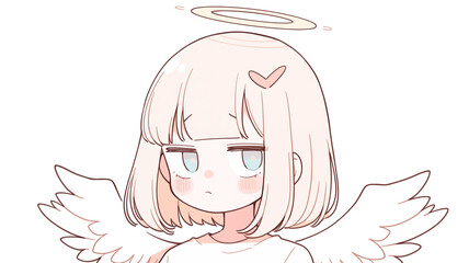 Hand drawn cartoon cute angel girl illustration
