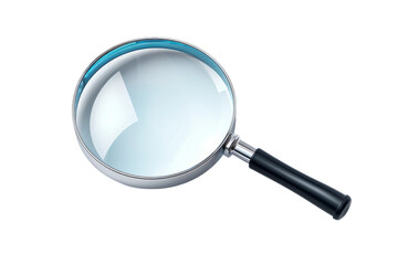 Enigmatic Exploration: Magnifying Glass On A White Canvas. On a White or Clear Surface PNG Transparent Background.