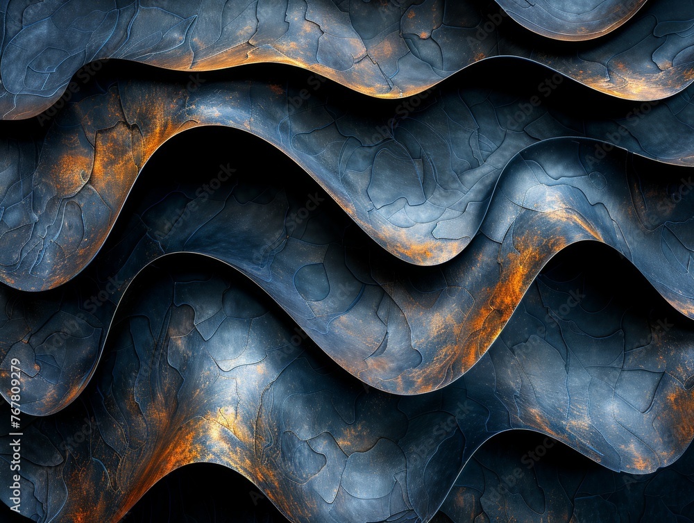 Poster explore the luxurious and sophisticated world of modern black and blue abstract art with dynamic geo