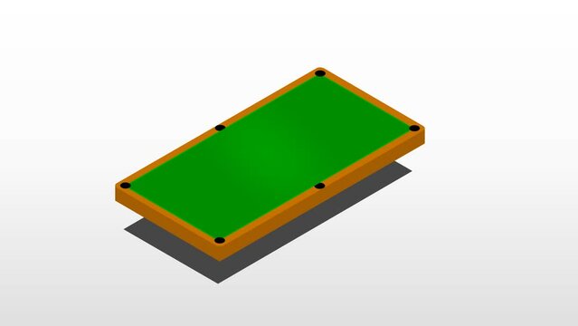 Simple animated of pool table isolated on white.