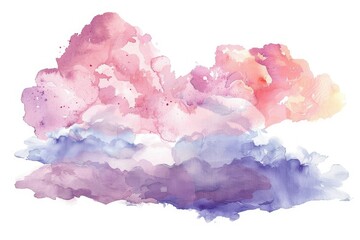 Fototapeta premium Watercolor cloud abstract on white background - A beautiful abstract watercolor painting depicting softly blended clouds in pastel hues on white paper