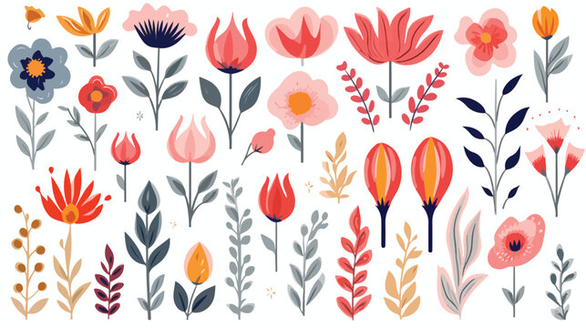 Abstract floral vector set Flat vector 