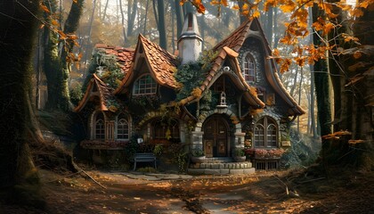 Fototapeta premium Fantasy house in a wood