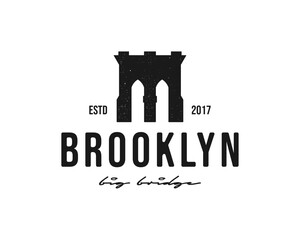 brooklyn bridge logo vector illustration - obrazy, fototapety, plakaty
