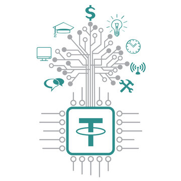 grow Tether crypto tree on CPU computer chip