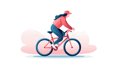 woman riding bicycle vector flat minimalistic isolated illustration