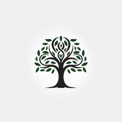 Tree linear logo icon design template