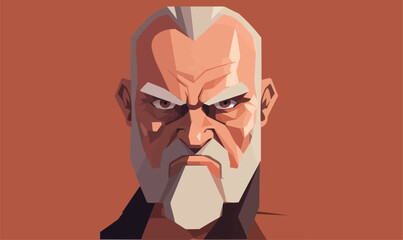 angry old man vector flat minimalistic isolated illustration -