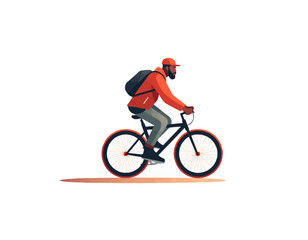 Fototapeta premium black man riding bycicle vector flat isolated illustration --