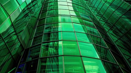 futuristic greenish mirror cylindrical Westhafen tower - obrazy, fototapety, plakaty