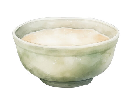 Owan soup bowl, single object , japan, watercolor illustration isolated on white background for removing background , isolated background, Japanese style, watercolor