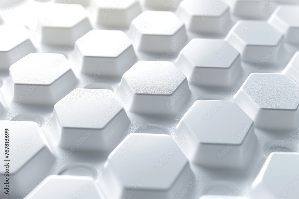 Poster futuristic 3d hexagonal structure with embossed honeycomb texture