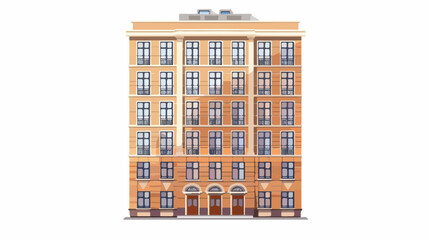 Big buildings facade front Flat vector isolated on white