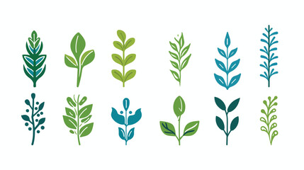 Bio plant green blue icon herb natural health Flat - obrazy, fototapety, plakaty