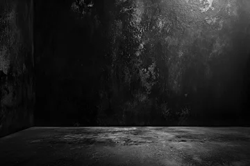 Behangcirkel Black wall texture rough background dark concrete floor or old grunge background with black © darshika
