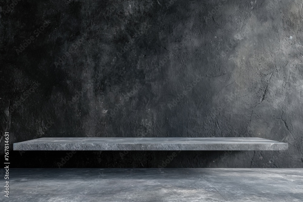 Poster empty gray wall studio with concrete backdrop and floor for product display.