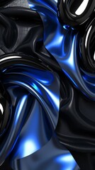 An elegant black and blue abstract backdrop with smooth lines, glossy texture, and luxurious depth.