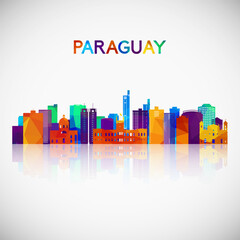 Paraguay skyline silhouette in colorful geometric style. Symbol for your design. Vector illustration.