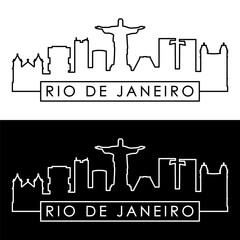 Rio de Janeiro skyline. Linear style.
Rio de Janeiro city single line. Editable vector file.